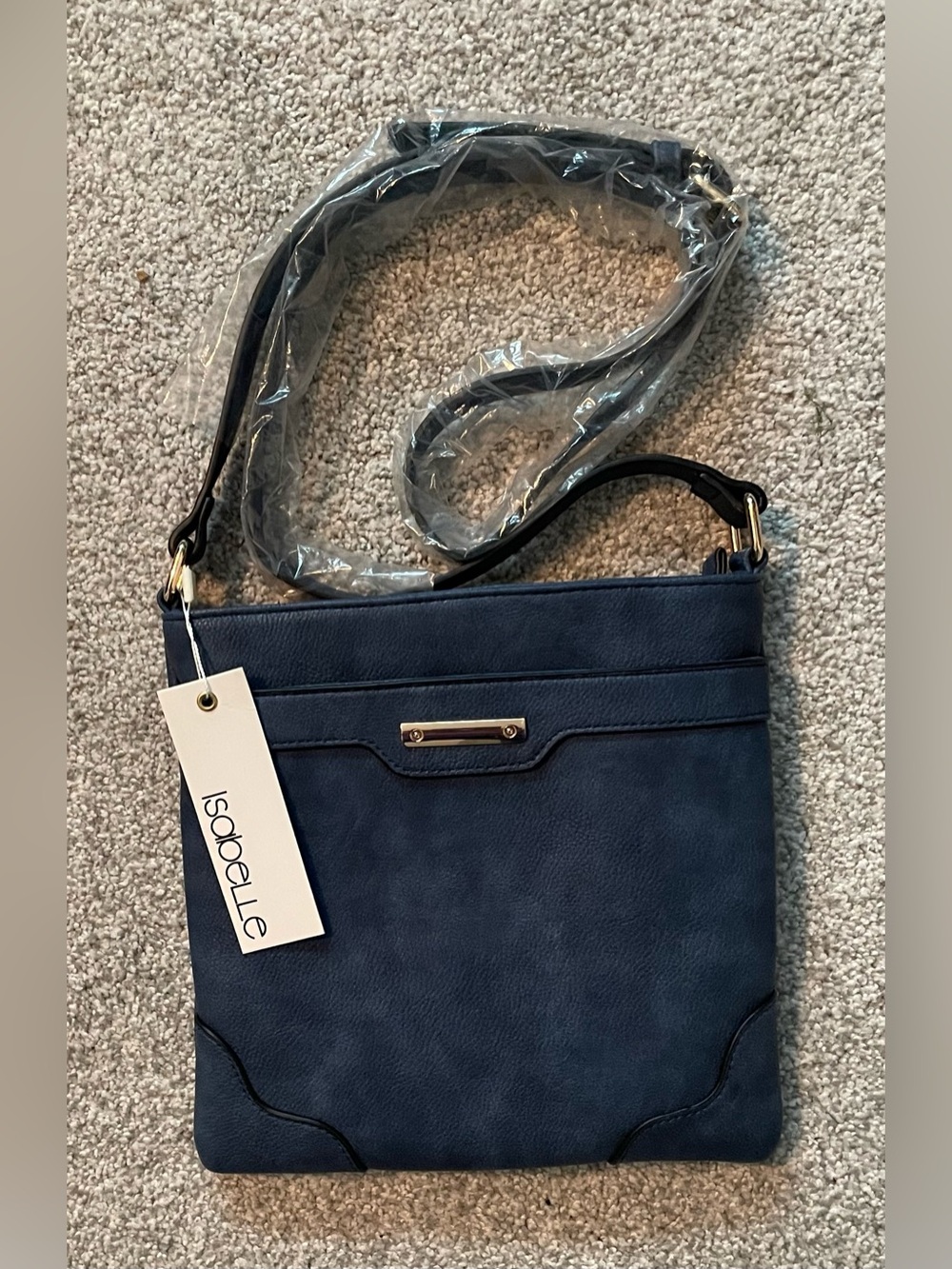 NWT Isabelle Navy Crossbody Bag with Gold-Tone Accent